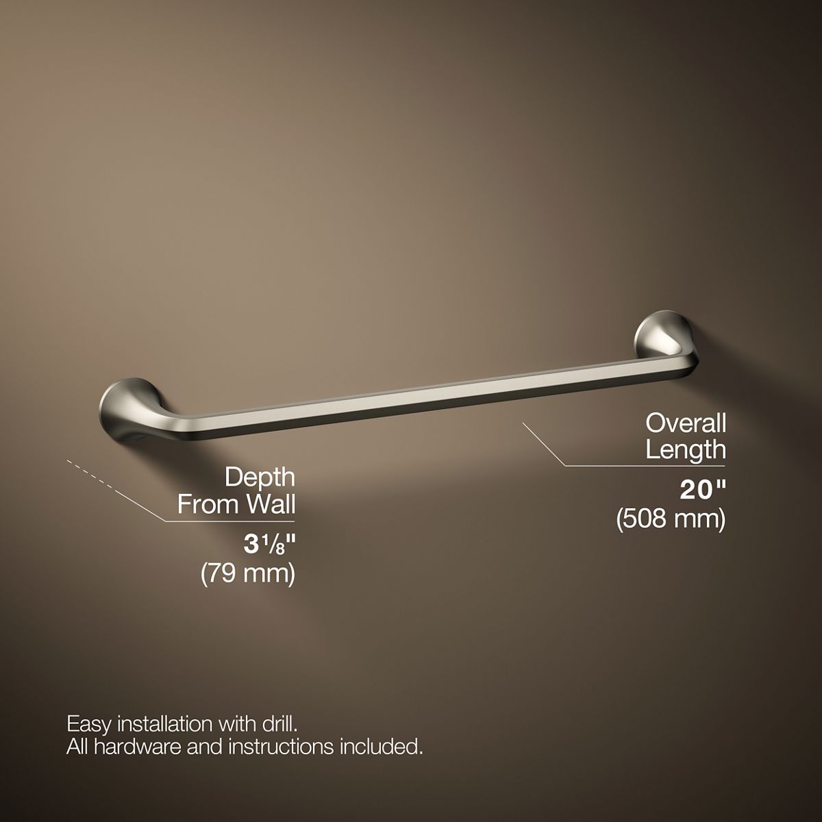 3/4 view of product with dimensions