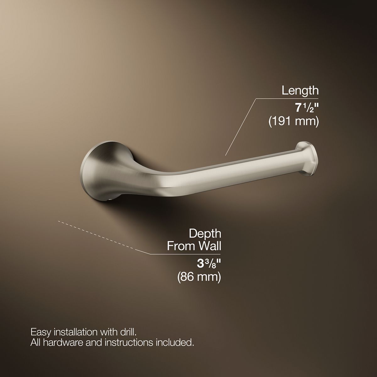 3/4 view of product with dimensions