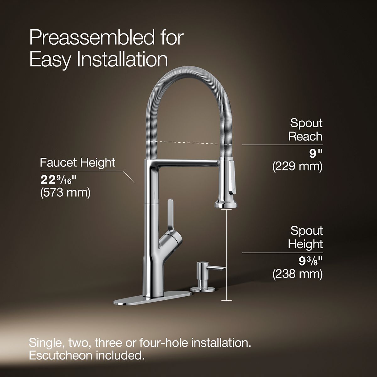 3/4 view of product with dimensions