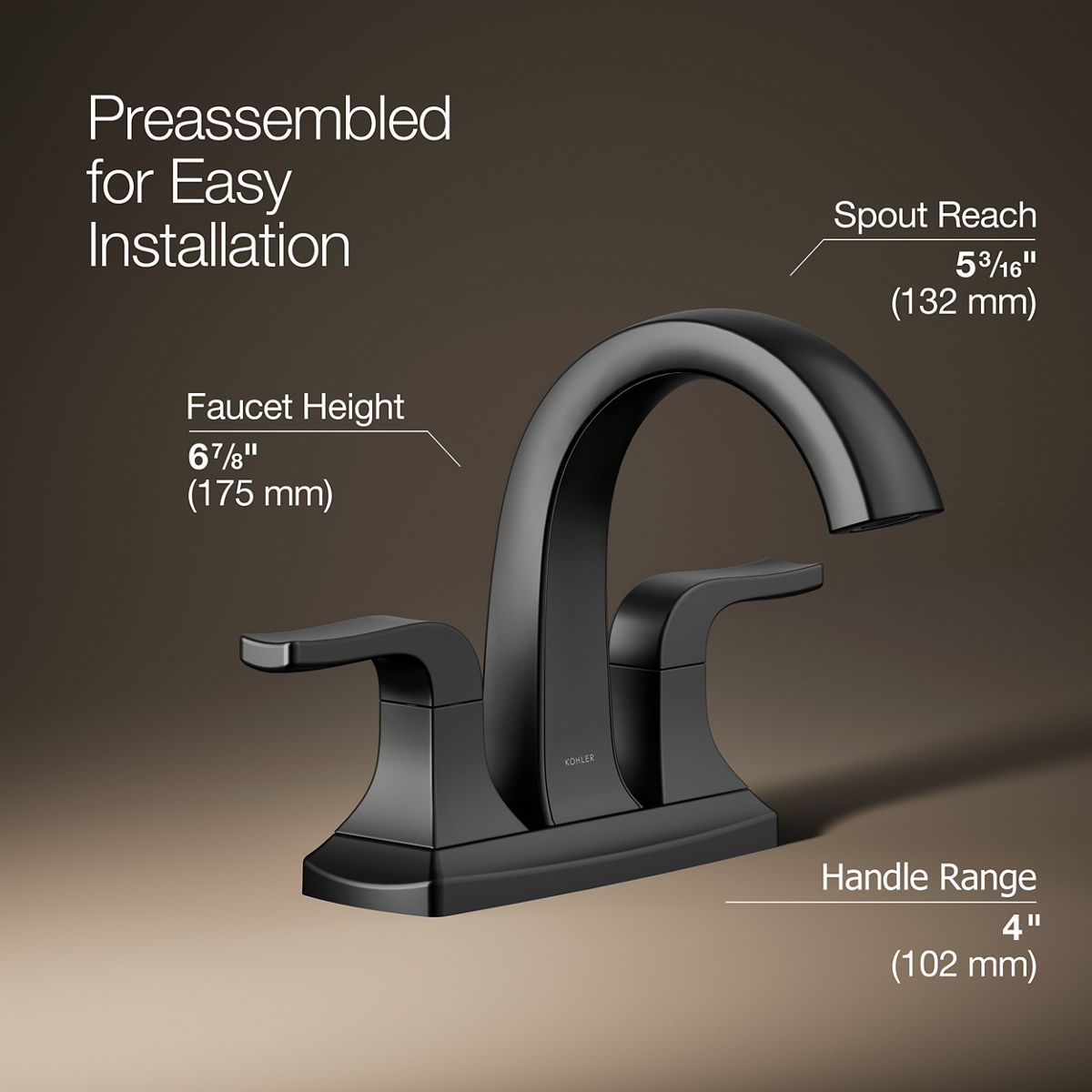 3/4 view of product with dimensions