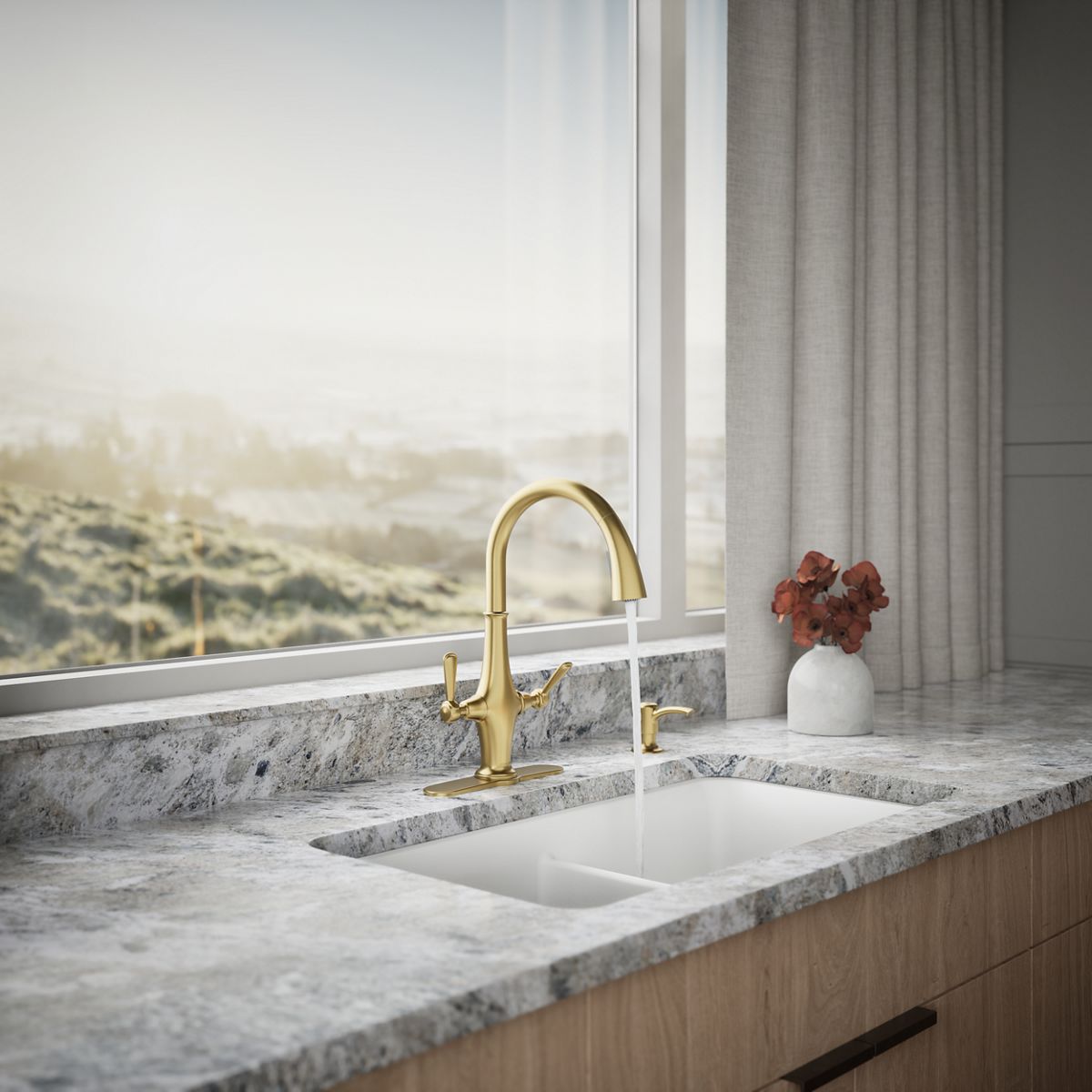 Pannier Two-Handle Pull-Down Kitchen Sink Faucet | K-R29473-SD