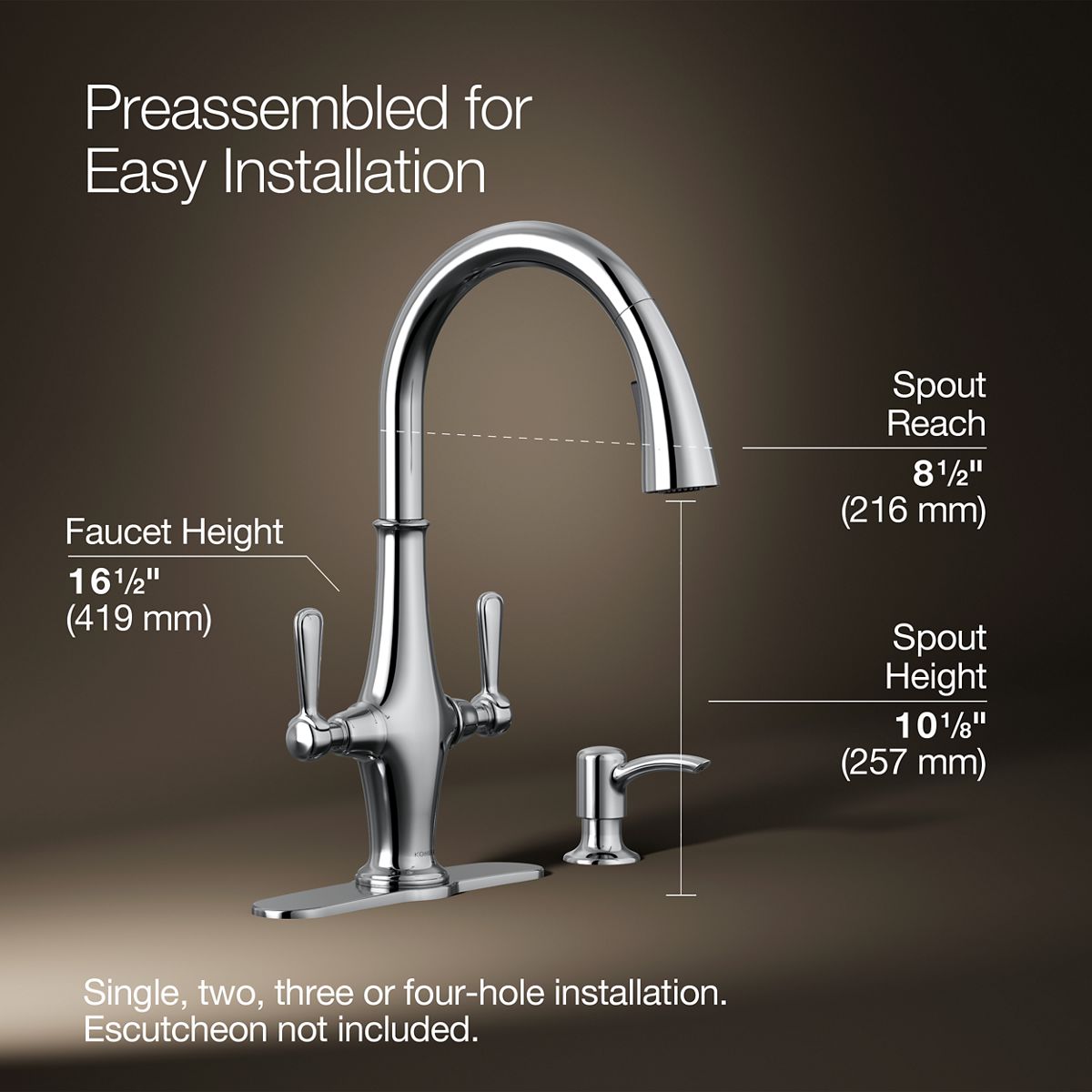 3/4 view of product with dimensions