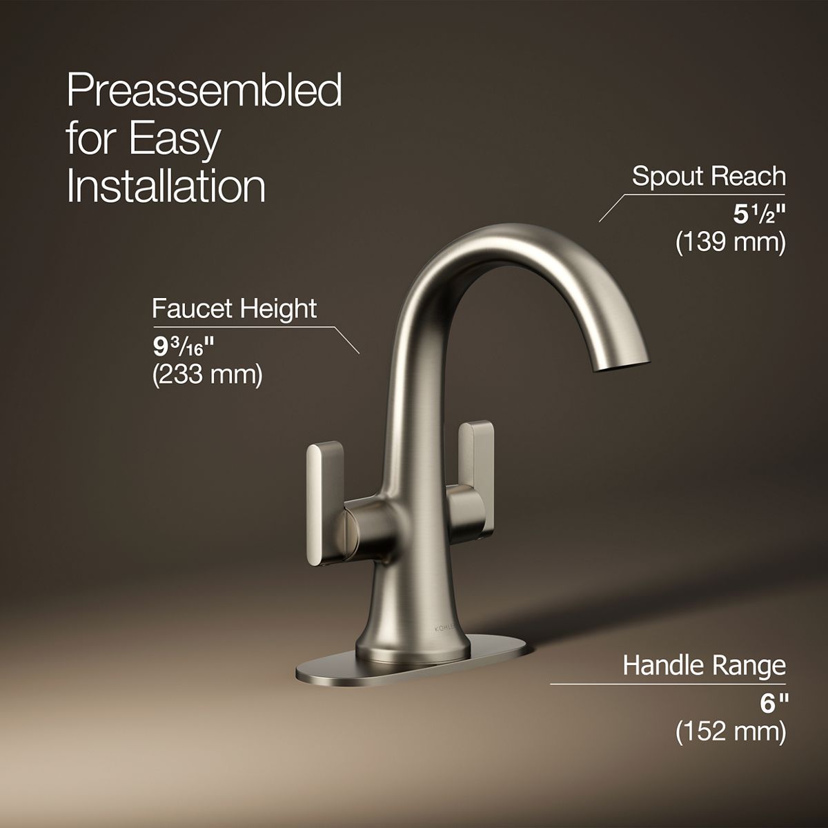 Setra Monoblock Bathroom Sink Faucet | K-R29664-4D | KOHLER