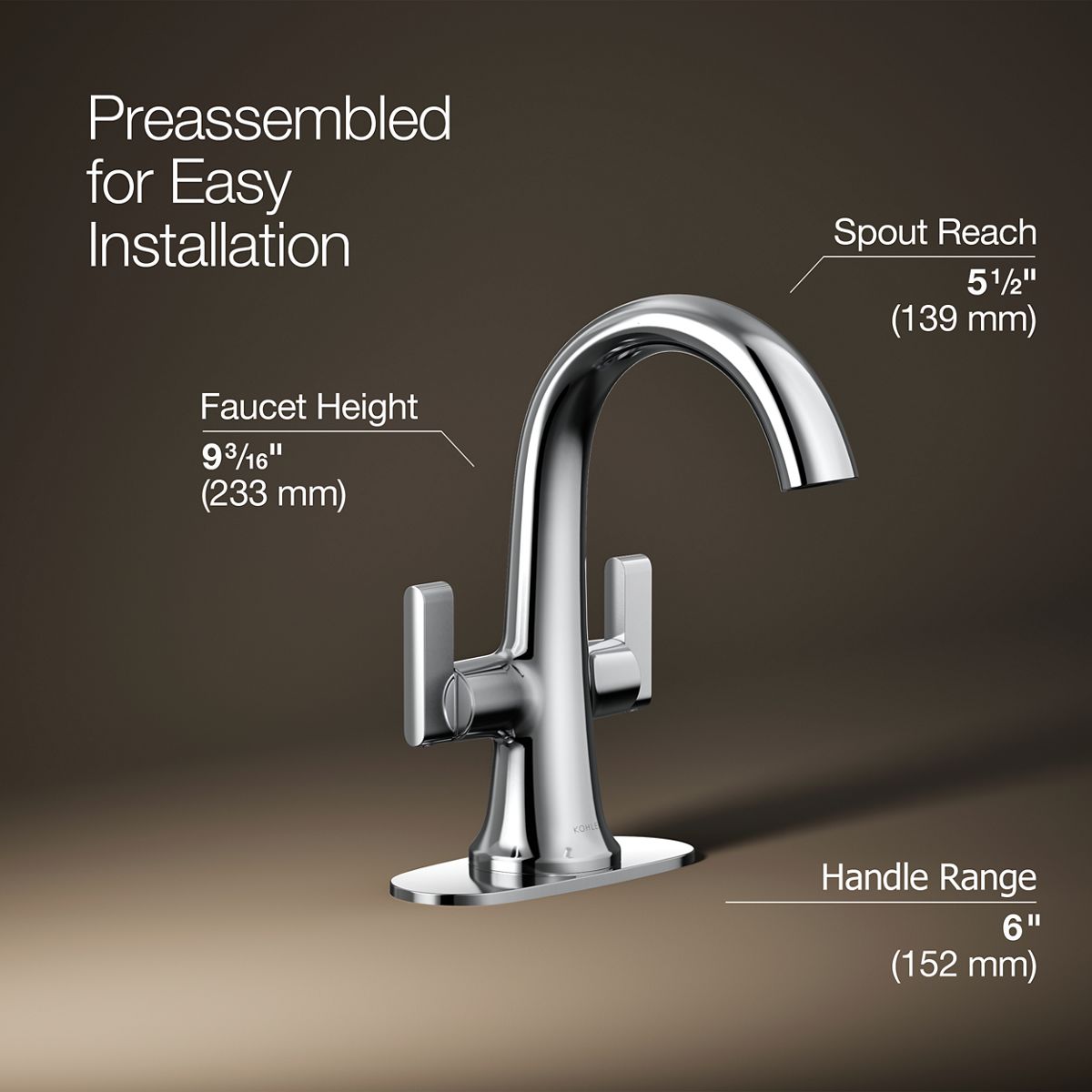 Setra Monoblock Bathroom Sink Faucet | K-R29664-4D | KOHLER