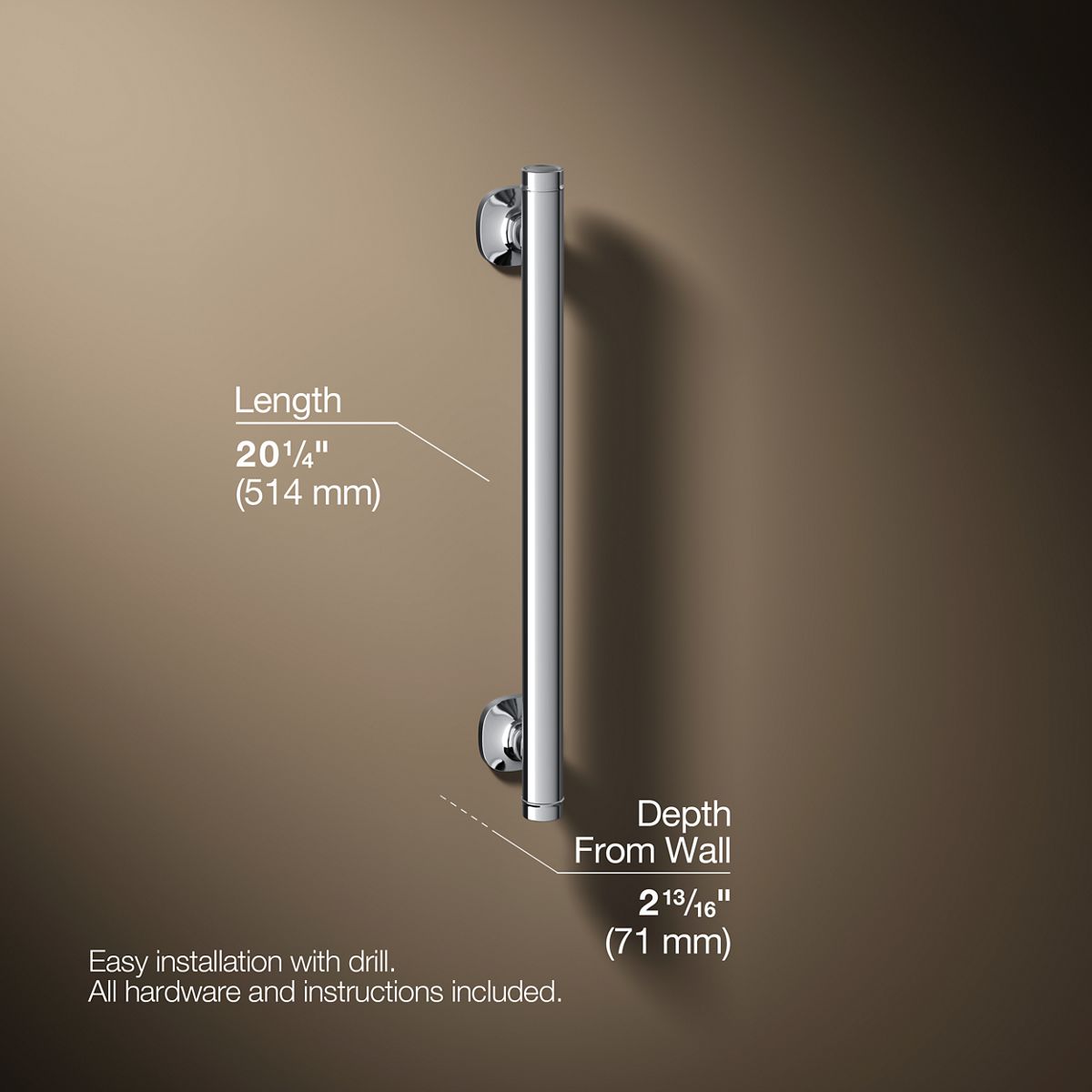 3/4 view of product with dimensions