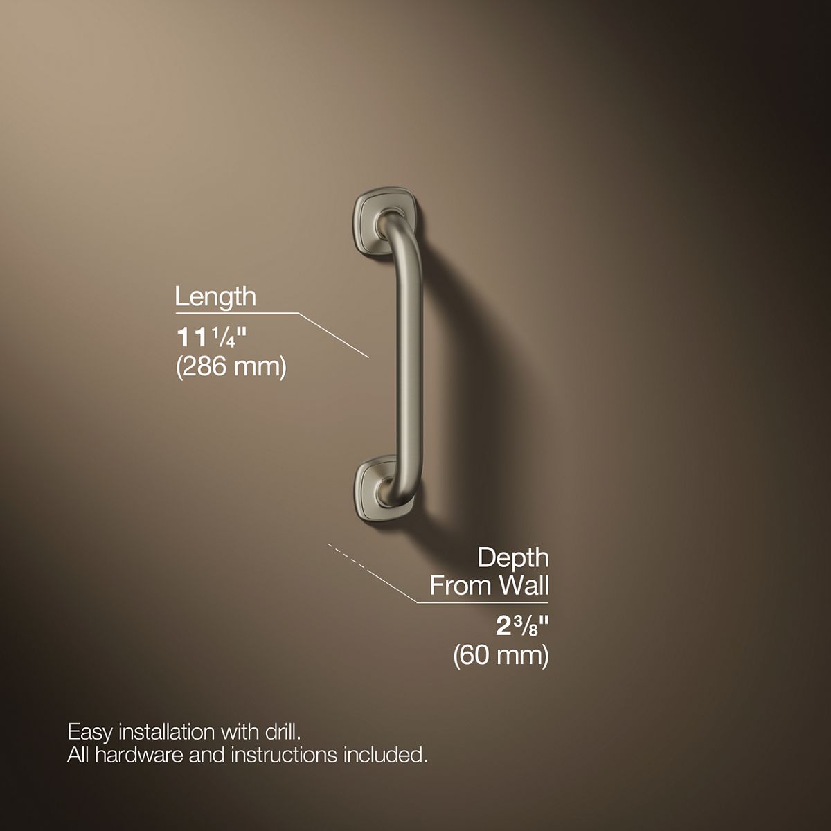 3/4 view of product with dimensions