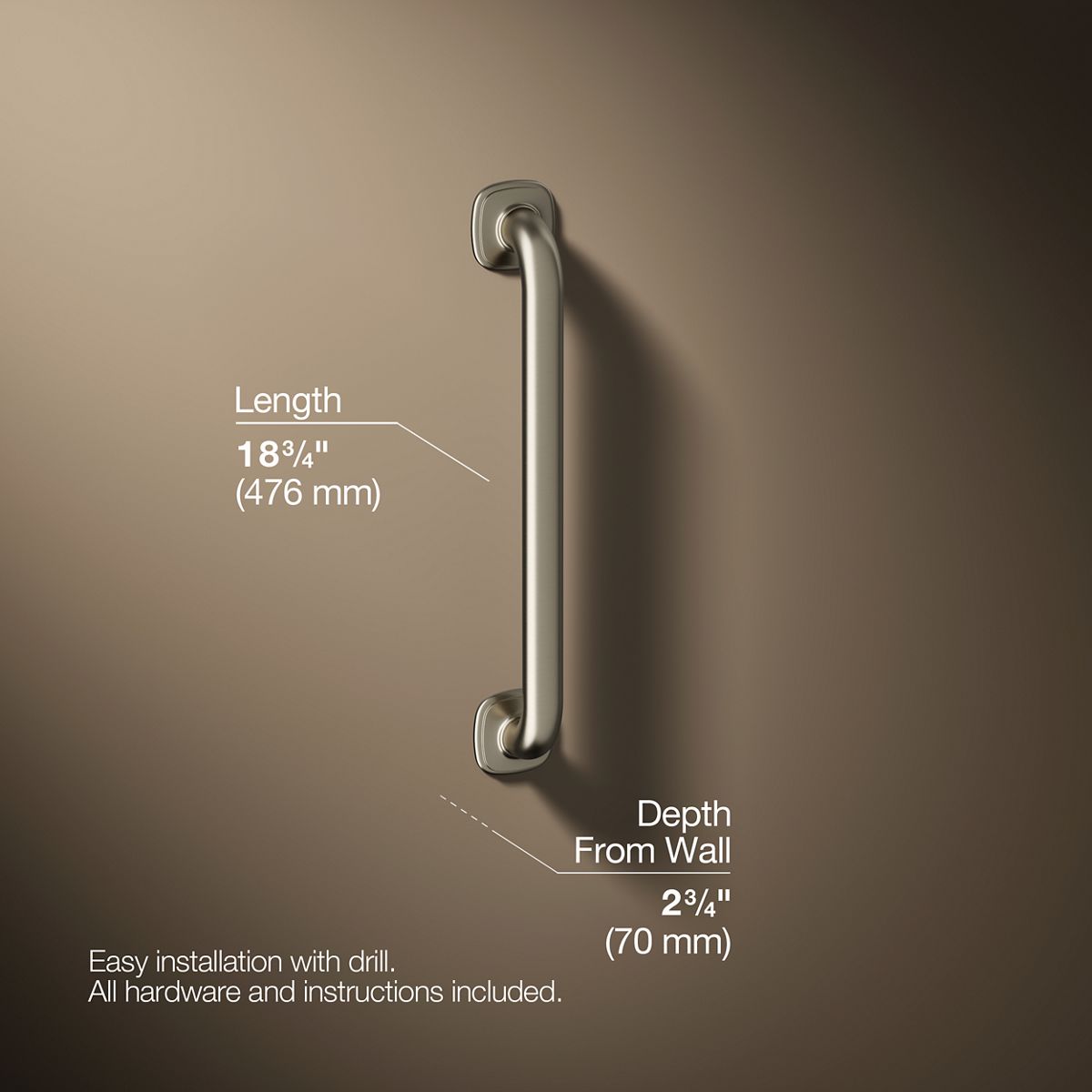 3/4 view of product with dimensions