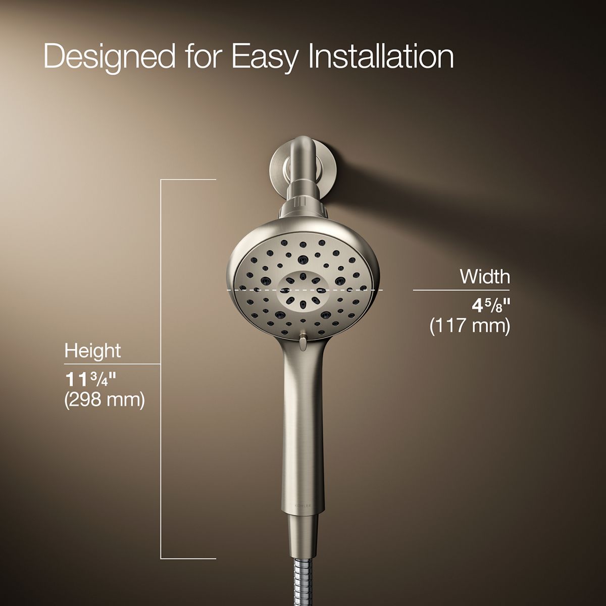 3/4 view of product with dimensions