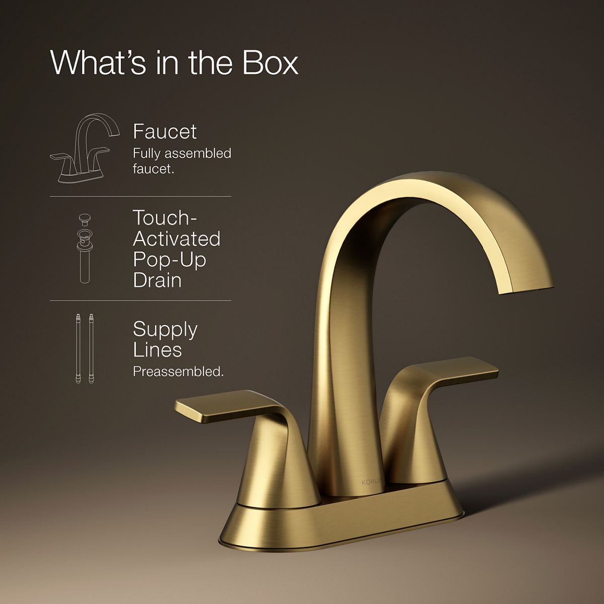 Cursiva Centerset Bathroom Sink Faucet | K-R30578-4D | KOHLER