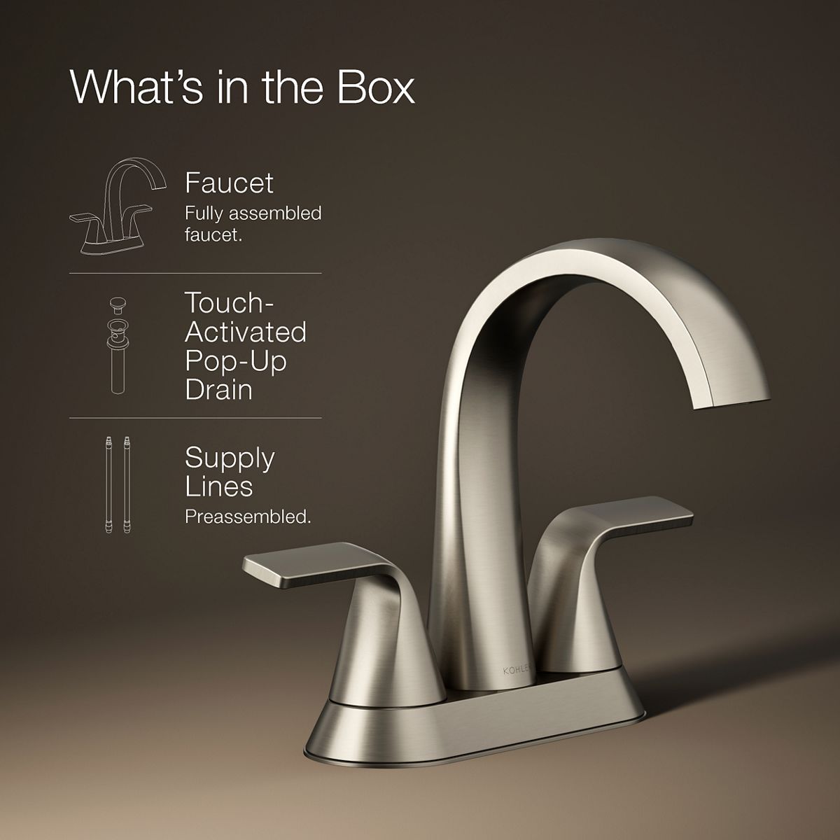 Cursiva Centerset Bathroom Sink Faucet | K-R30578-4D | KOHLER