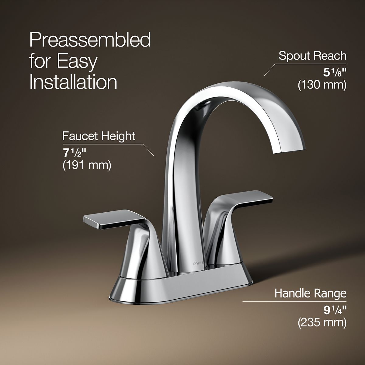 3/4 view of product with dimensions