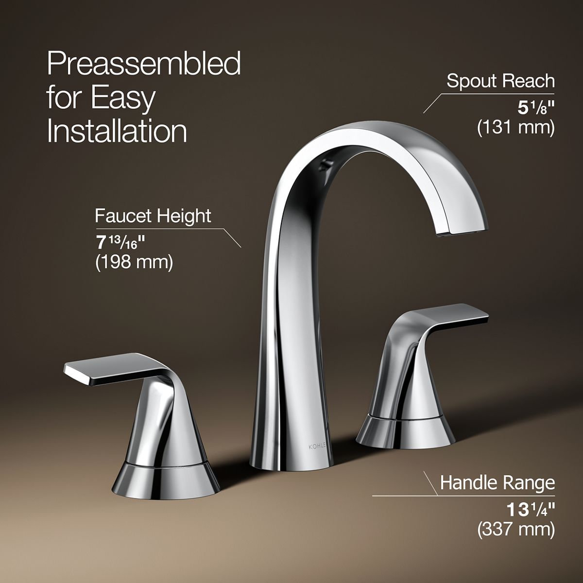 3/4 view of product with dimensions