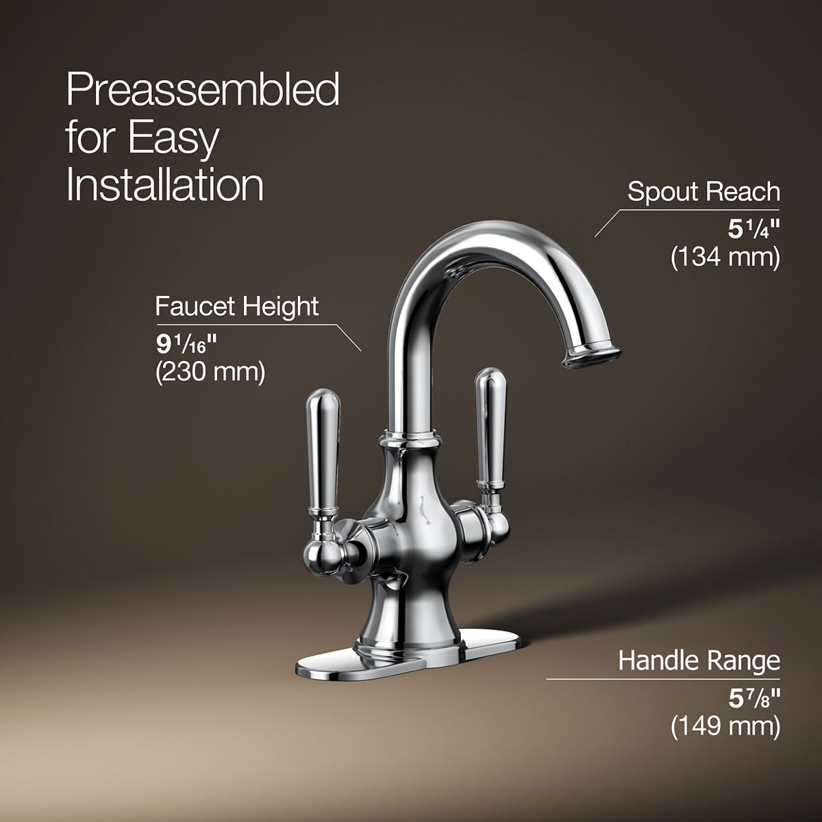 3/4 view of product with dimensions