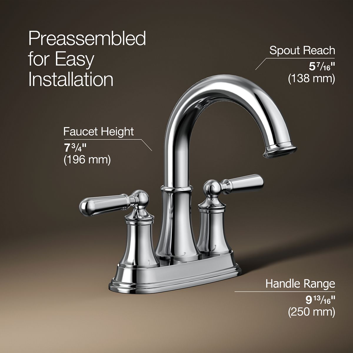 3/4 view of product with dimensions