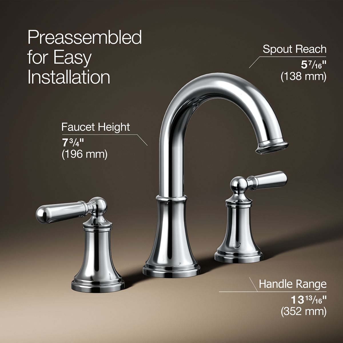 3/4 view of product with dimensions