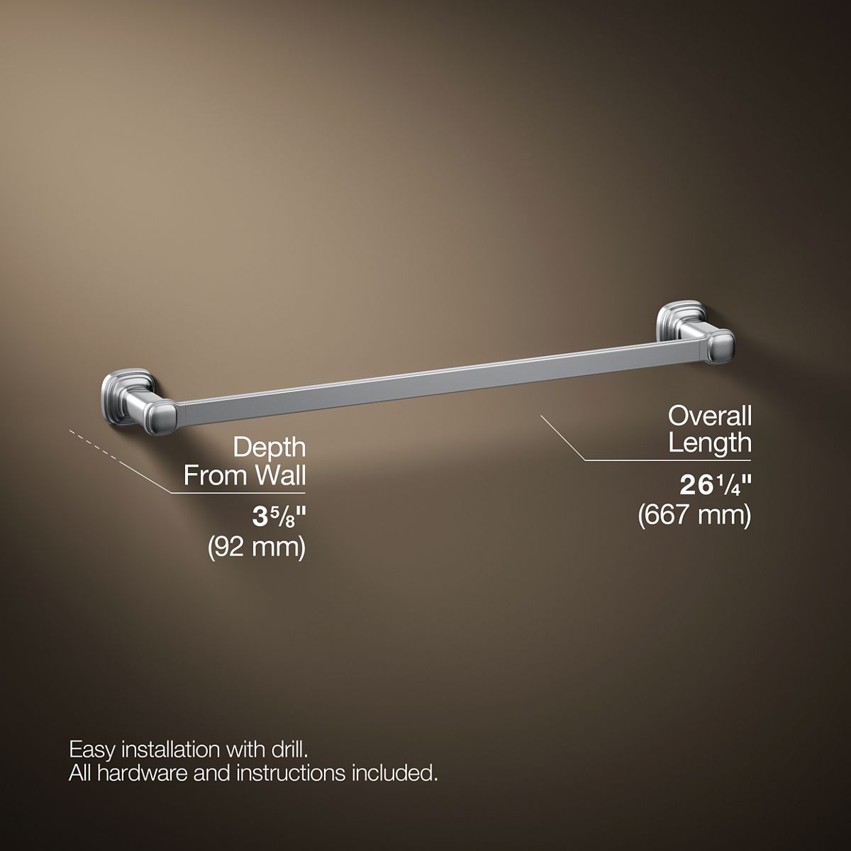 3/4 view of product with dimensions