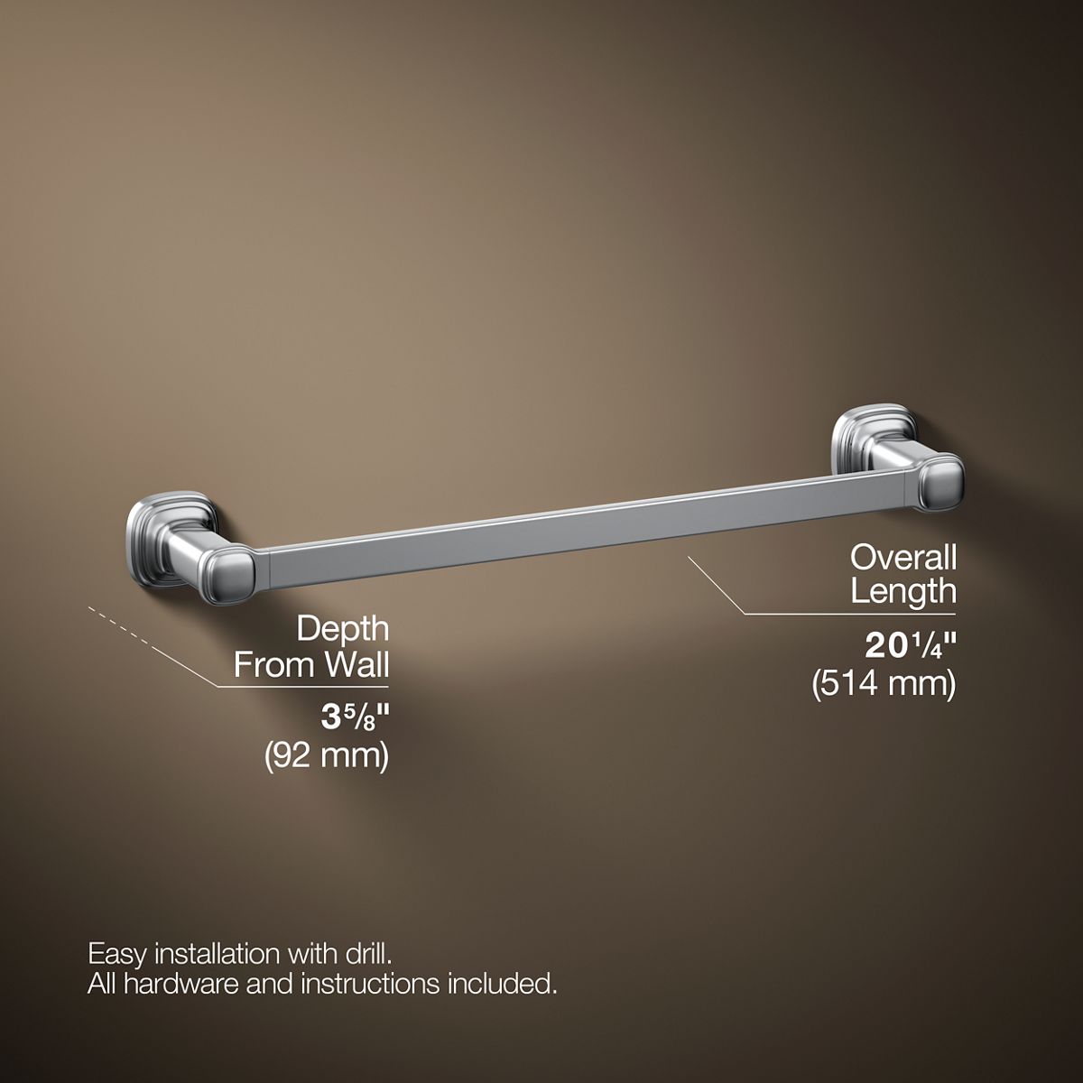 3/4 view of product with dimensions