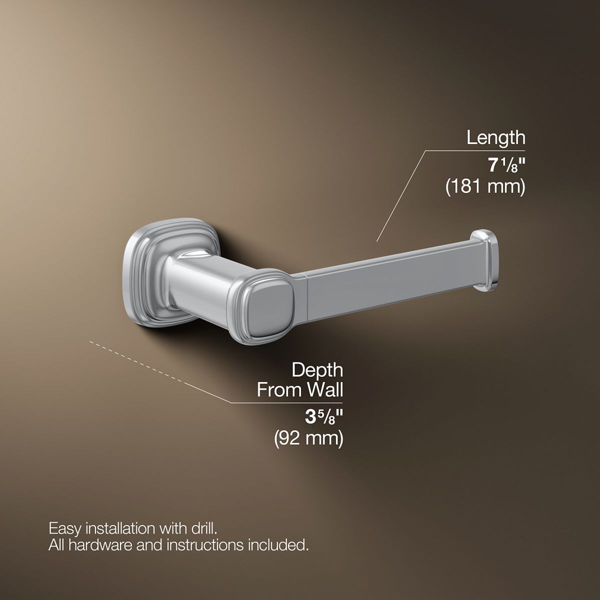 3/4 view of product with dimensions