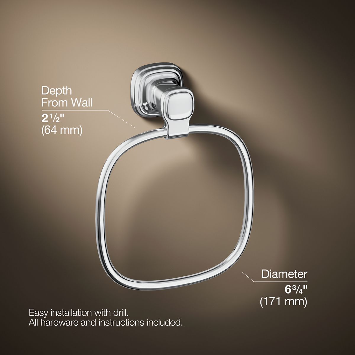 3/4 view of product with dimensions