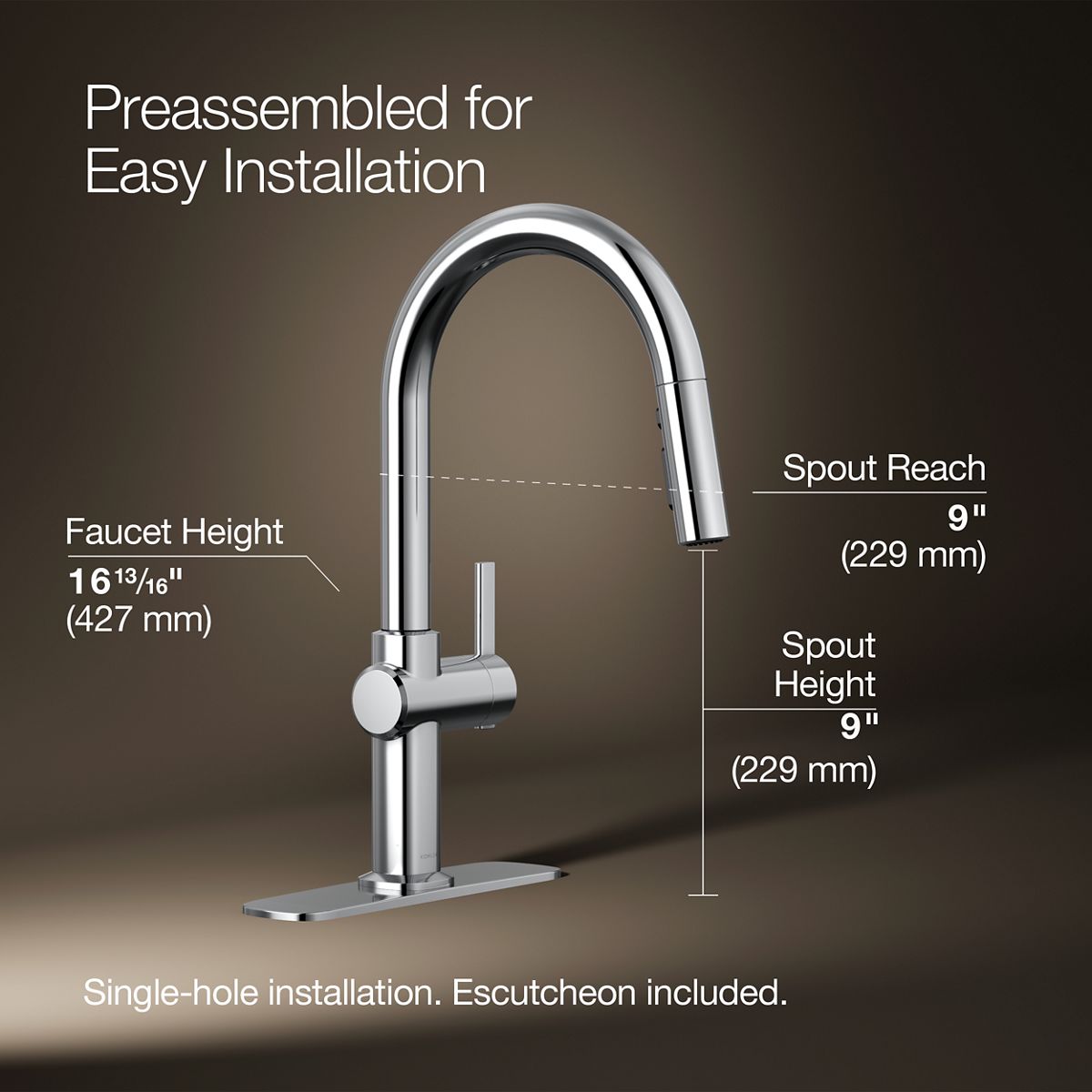 3/4 view of product with dimensions