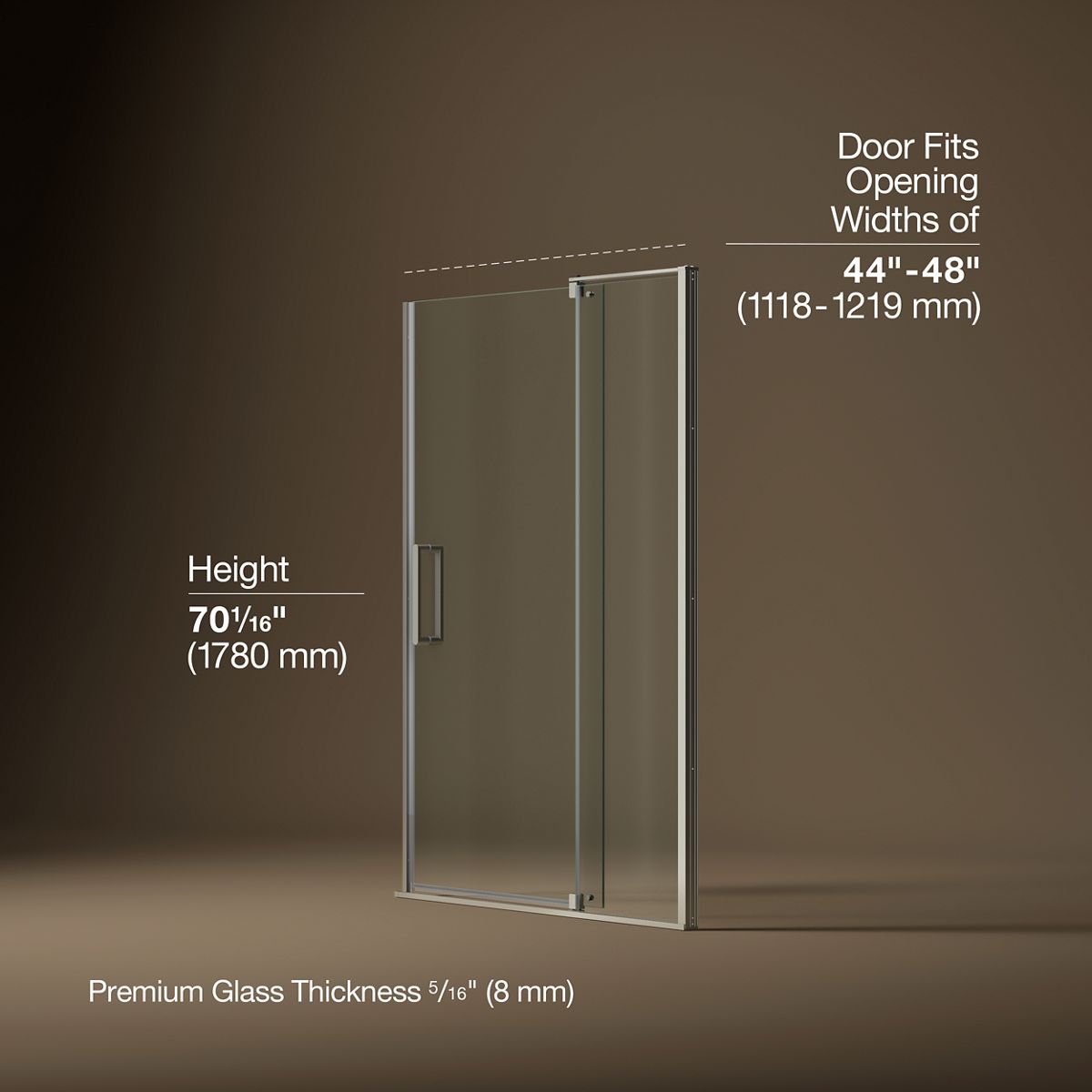 3/4 view of product with dimensions