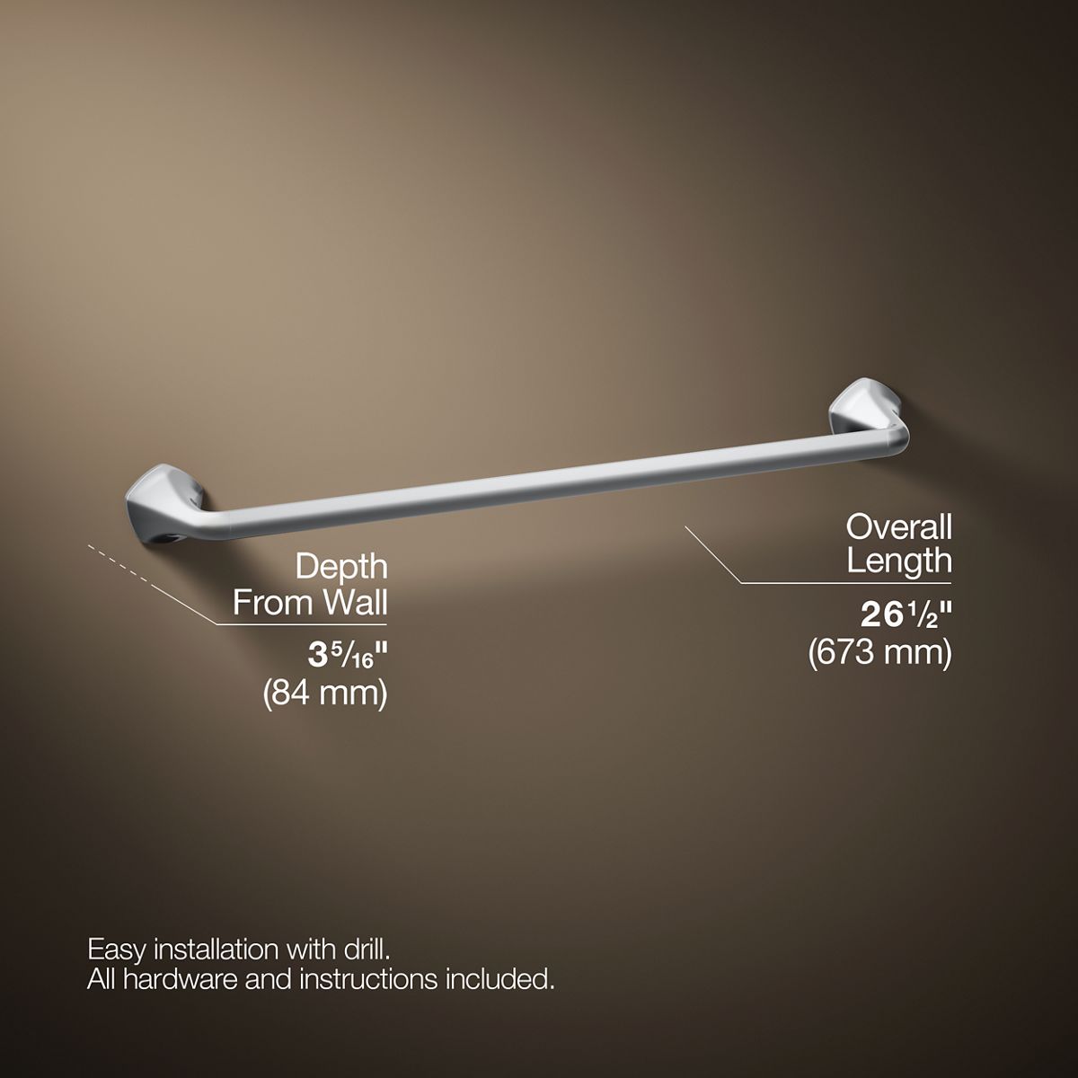 3/4 view of product with dimensions