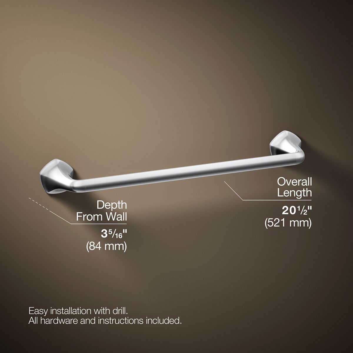 3/4 view of product with dimensions