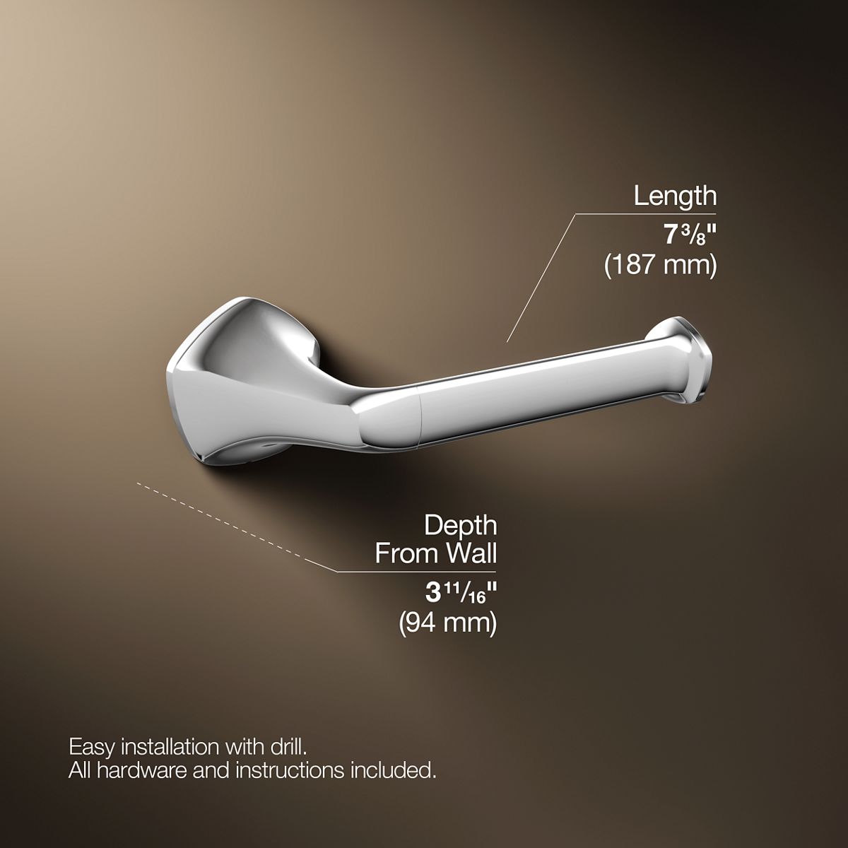 3/4 view of product with dimensions