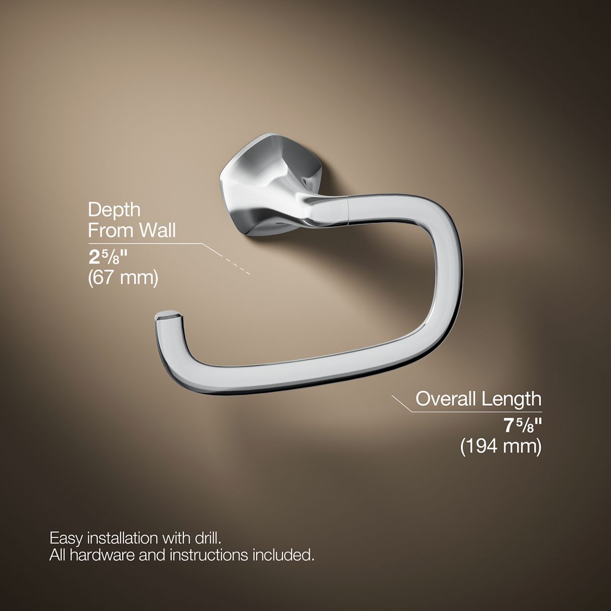 3/4 view of product with dimensions