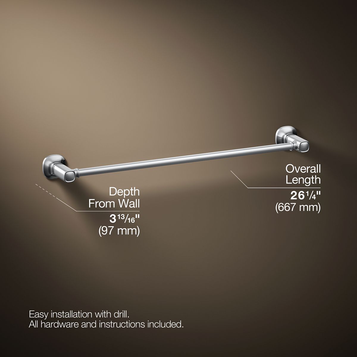 3/4 view of product with dimensions