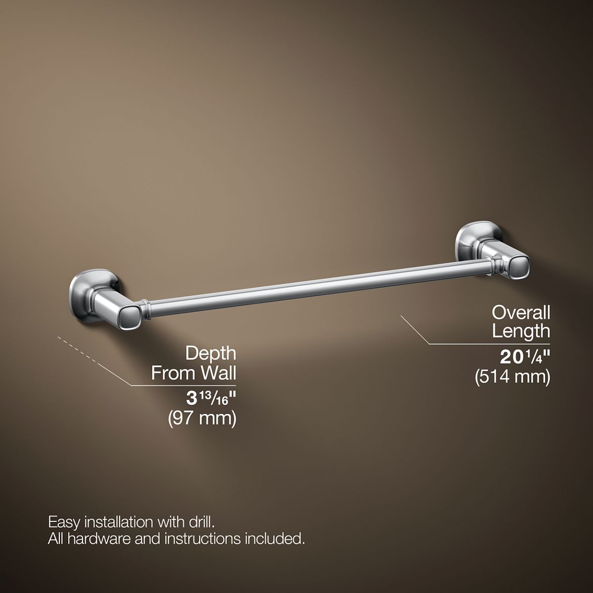3/4 view of product with dimensions