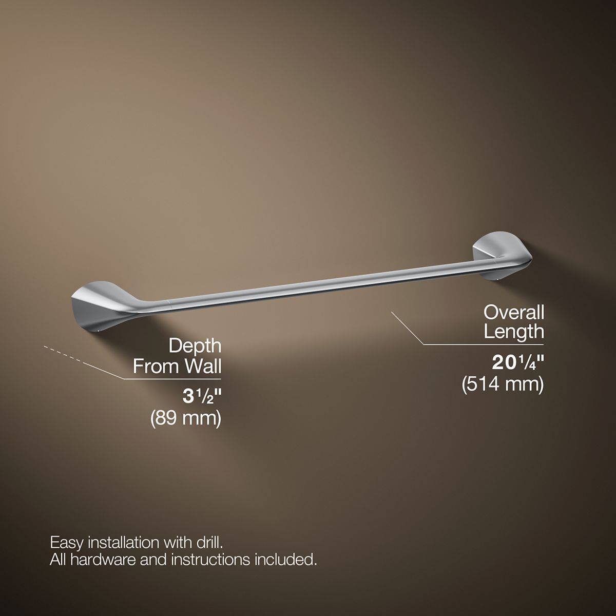 3/4 view of product with dimensions