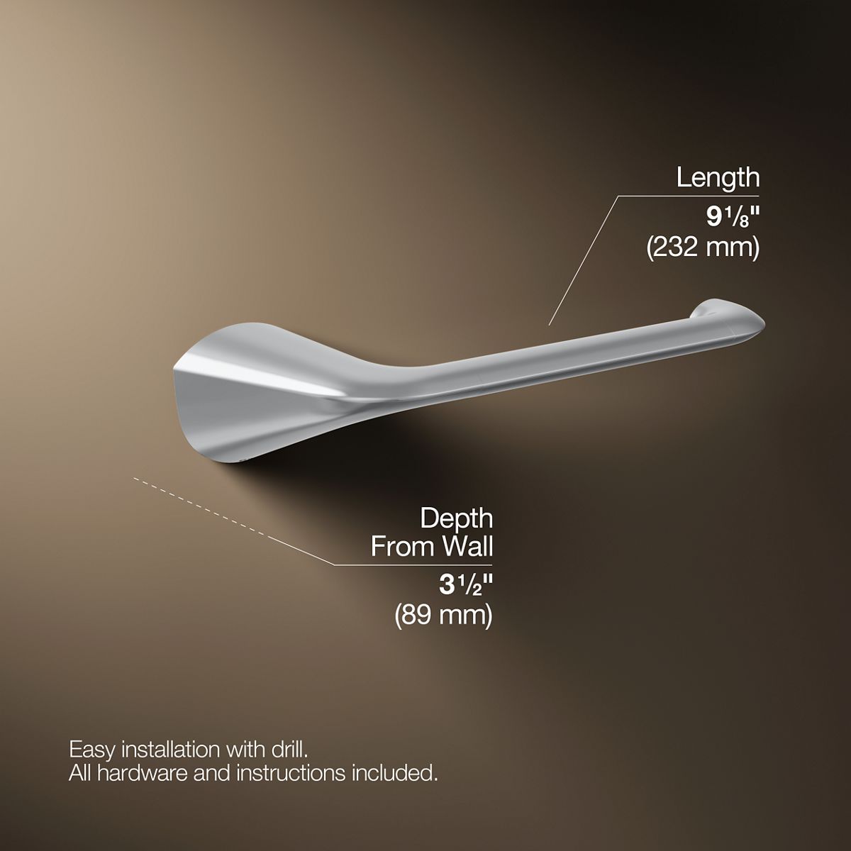 3/4 view of product with dimensions