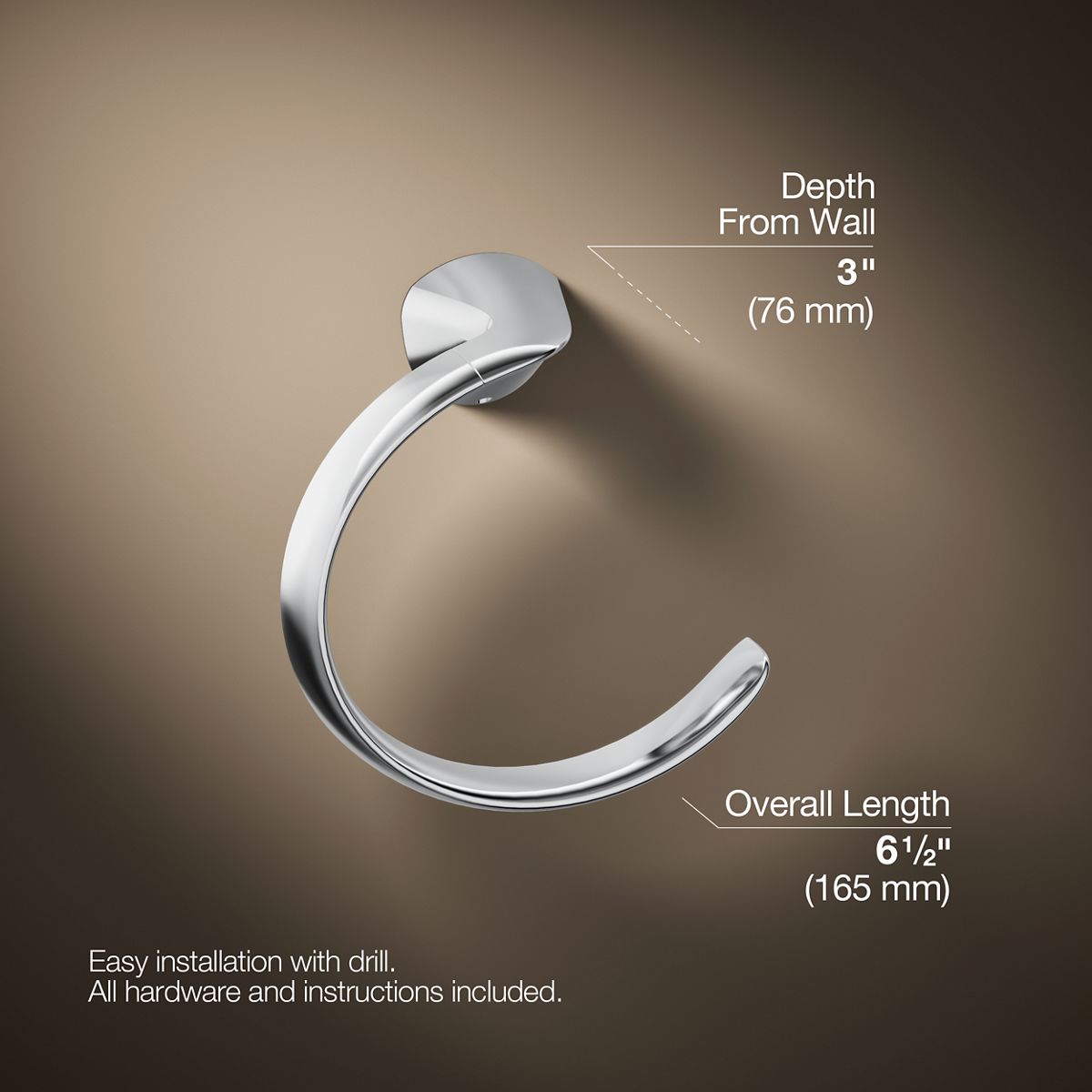 3/4 view of product with dimensions