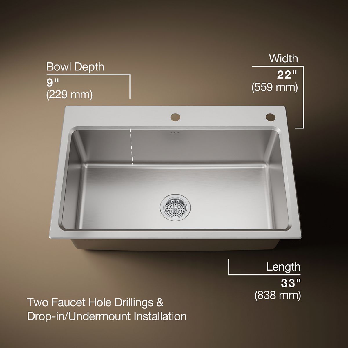 3/4 view of product with dimensions