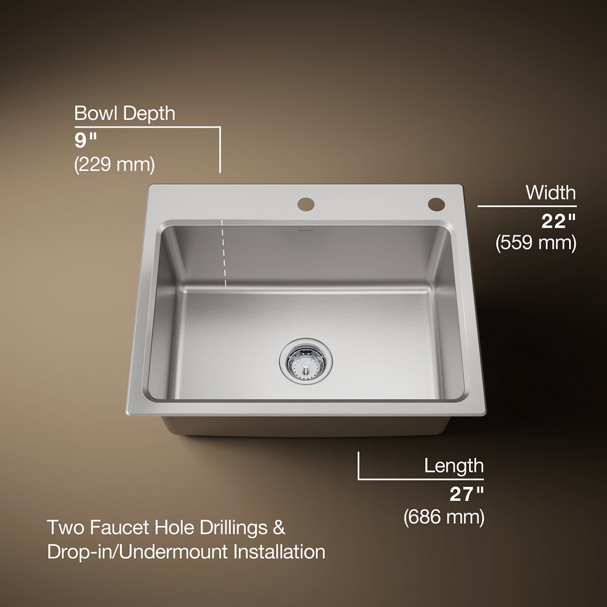 3/4 view of product with dimensions