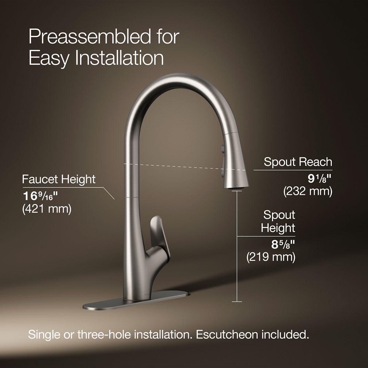3/4 view of product with dimensions