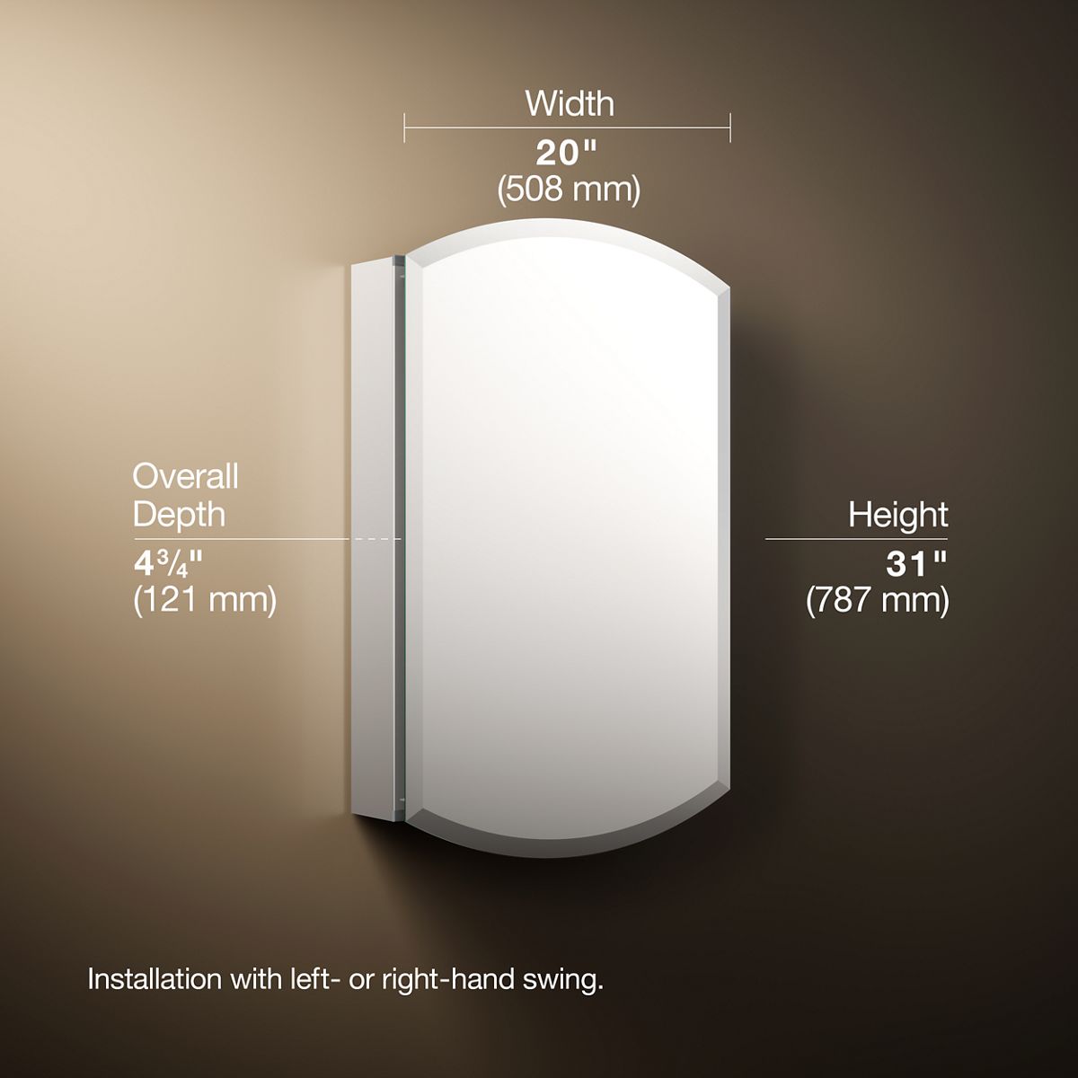 3/4 view of product with dimensions