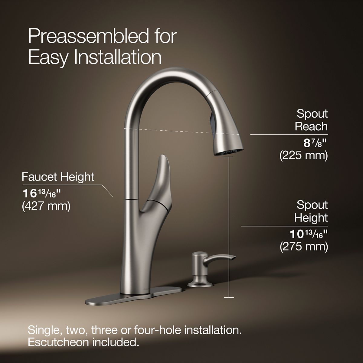 3/4 view of product with dimensions