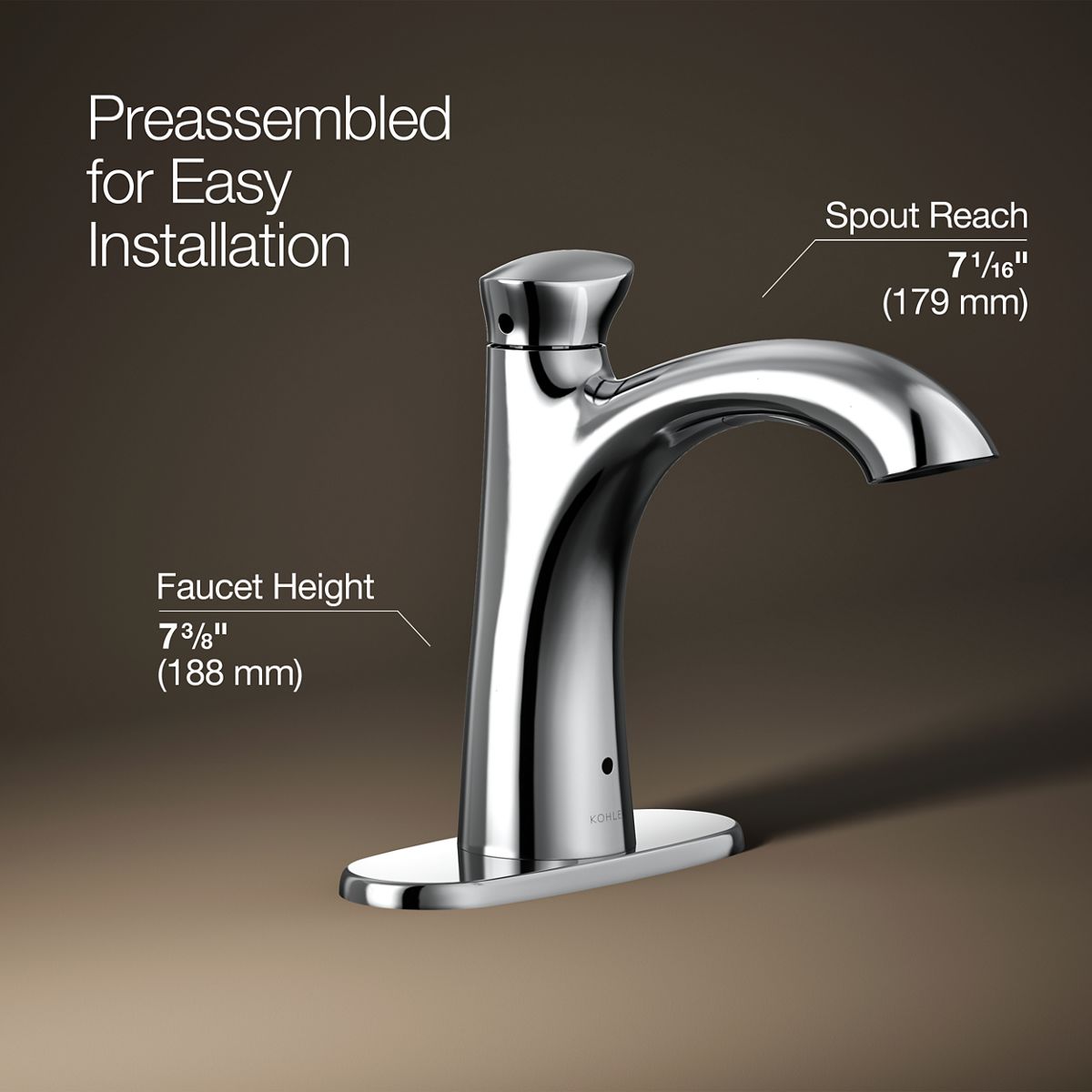 3/4 view of product with dimensions