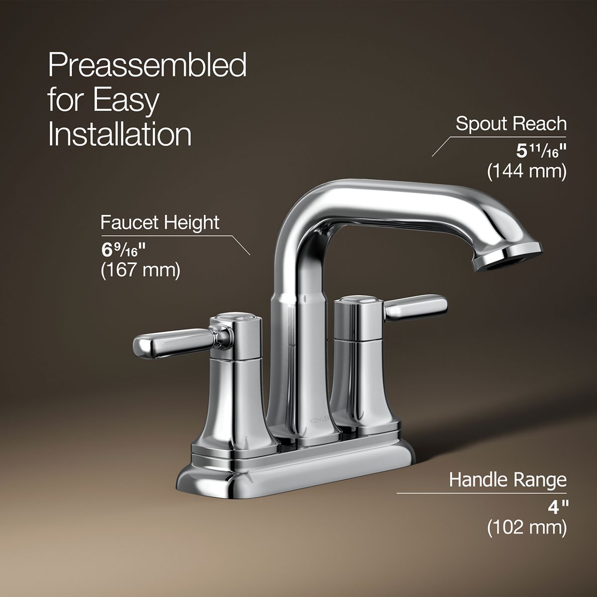 3/4 view of product with dimensions