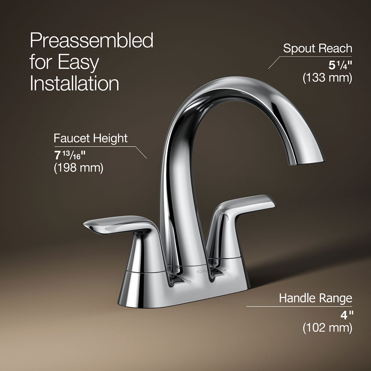 3/4 view of product with dimensions