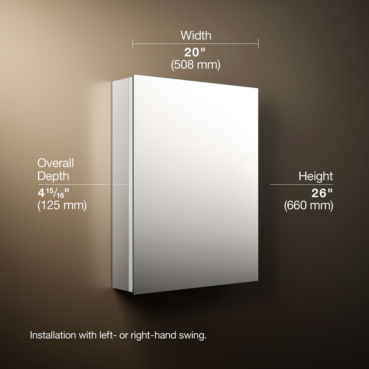 3/4 view of product with dimensions