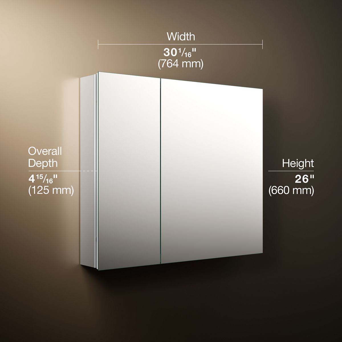 3/4 view of product with dimensions
