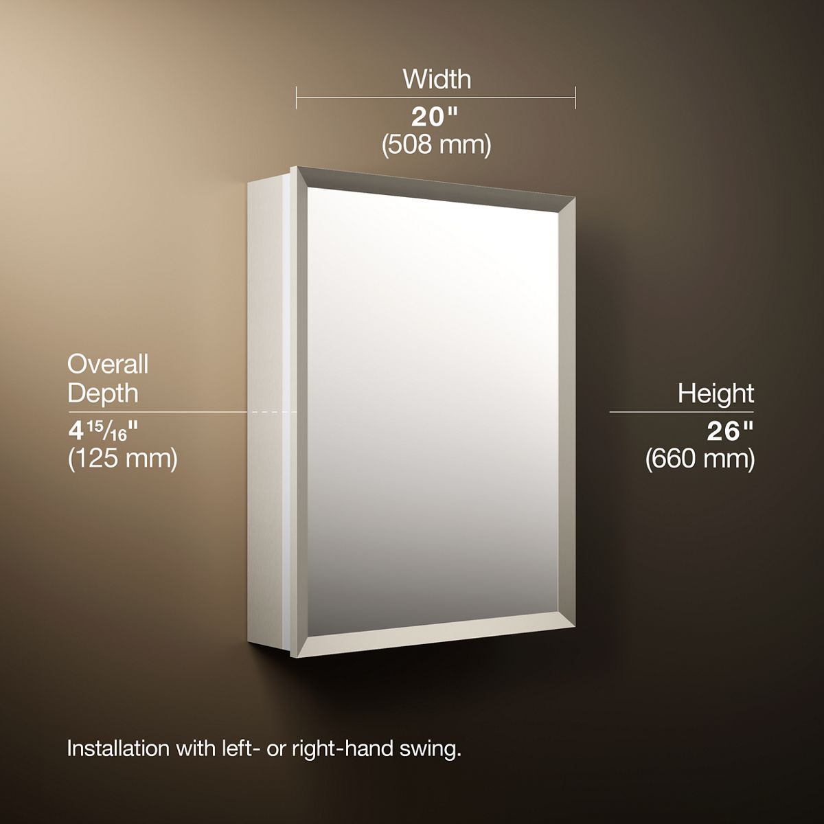 3/4 view of product with dimensions