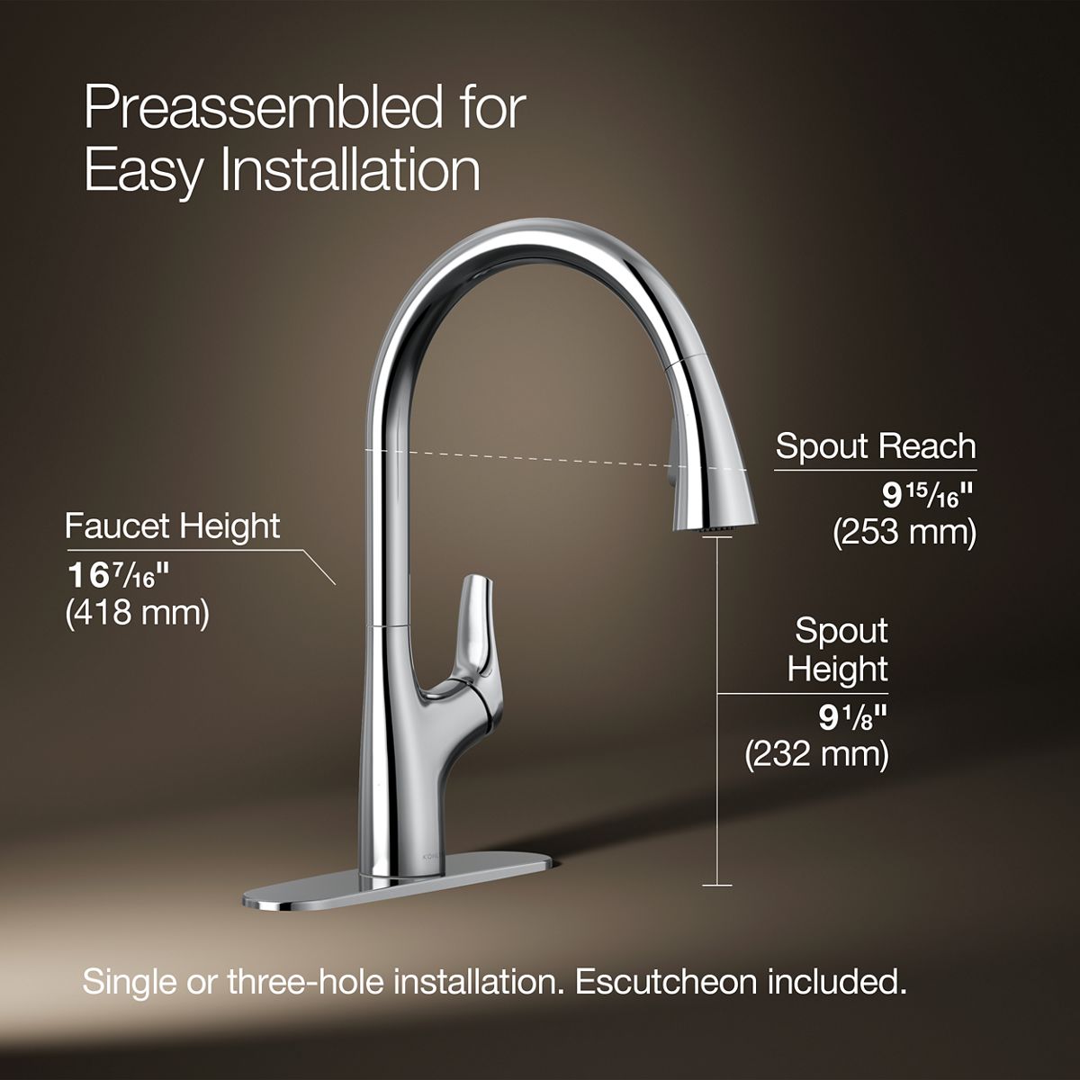 3/4 view of product with dimensions