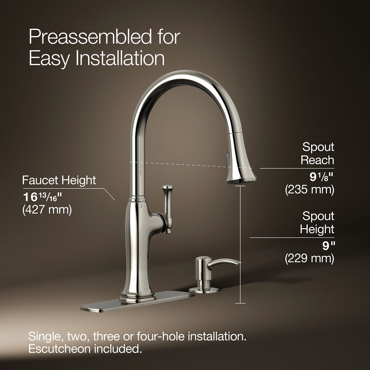 3/4 view of product with dimensions