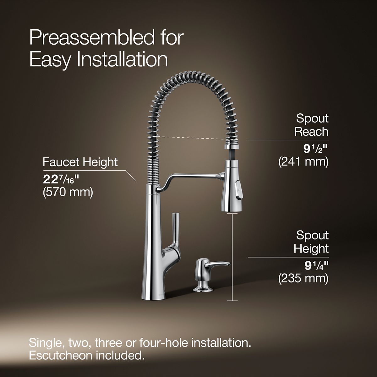 3/4 view of product with dimensions