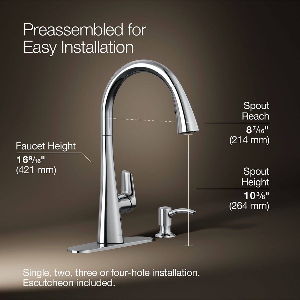 3/4 view of product with dimensions