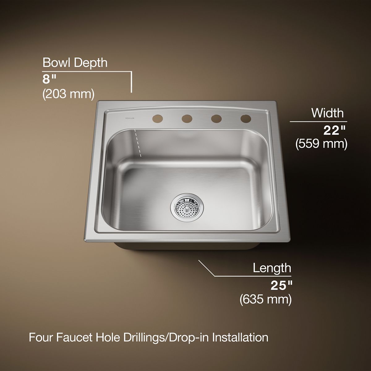 3/4 view of product with dimensions